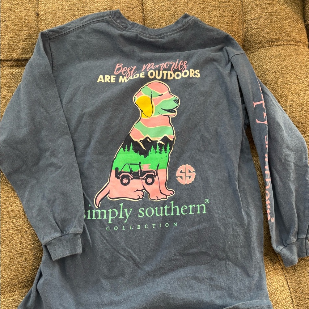 Simply Southern Girls MediuLong Sleeve Shirt- Jeep, Outdoors, Dog